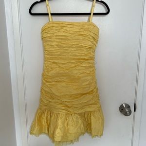 BCBG Max Azaria Women's Yellow Square Neck Strappy Mini Dress Size 04
